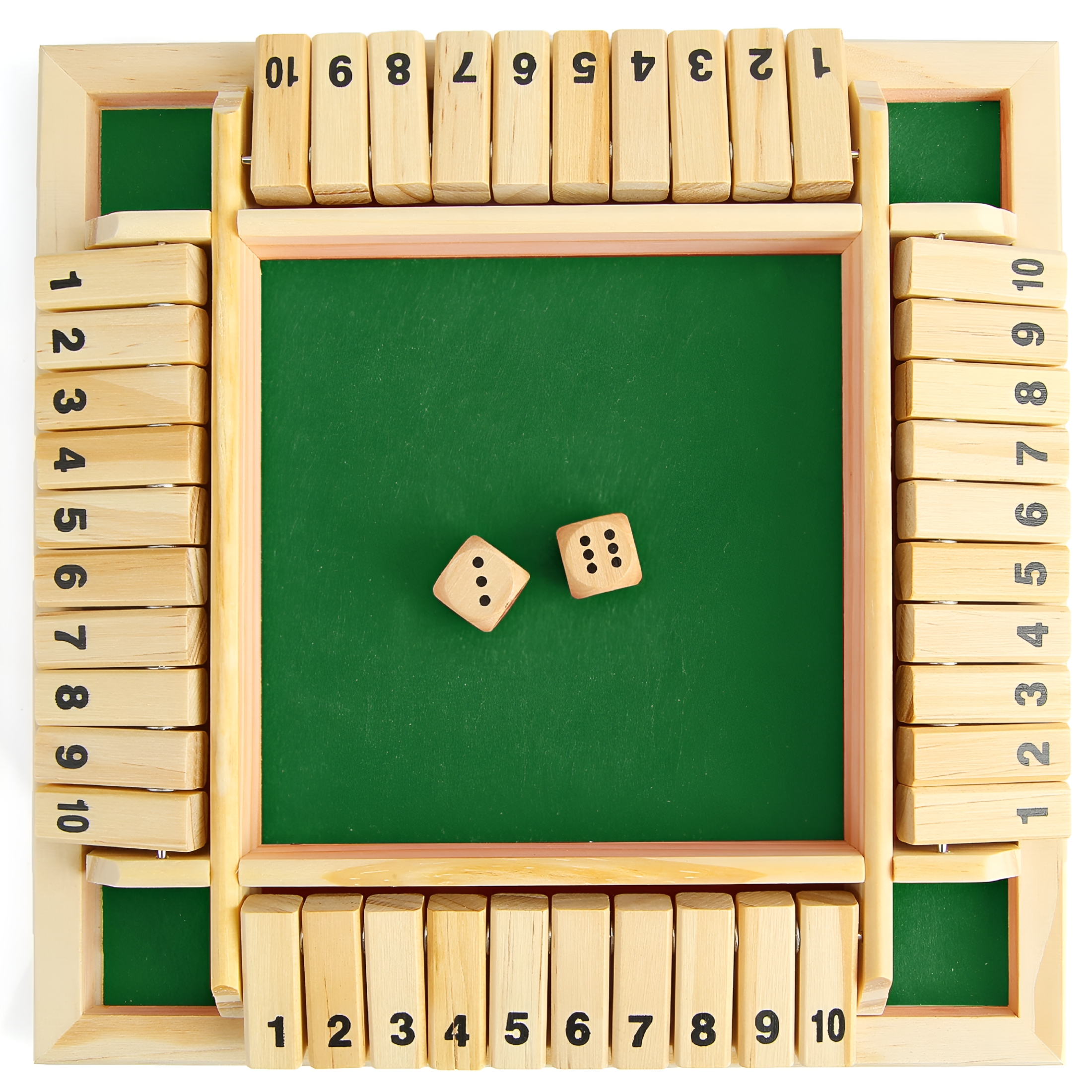 CYFW Shut the Box 4 Sided Wooden Board Strategy Game Learning Numbers 2 ...