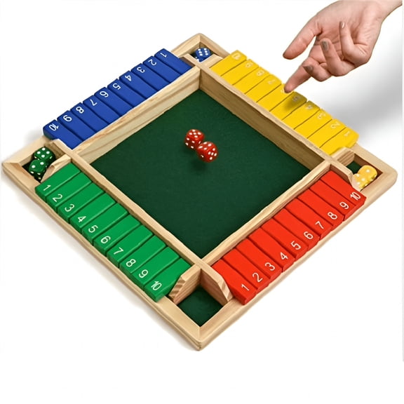 CYFW Shut the Box Dice Game for 2-4 Players,Family Wooden Board Table Math Games
