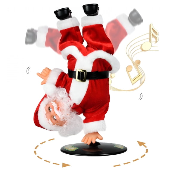 CYFW Singing Dancing Santa Claus, Christmas Inverted Rotating Santa Claus Musical Dolls Electric Plush Toy Ornaments Xmas for Kids