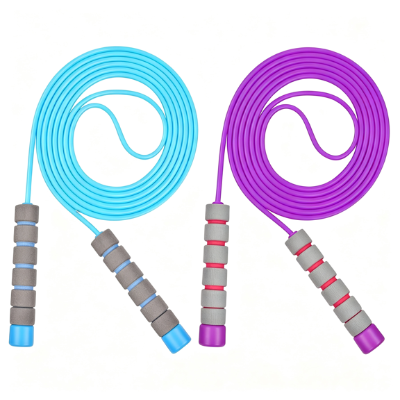 CYFW Skipping Ropes for Children,2 Pack Adjustable Jumping Rope for Kids,2.6M Skipping Rope with Skin-Friendly Foam Handles,Soft Jump Rope for Girls Boys Exercise Workout Outdoor