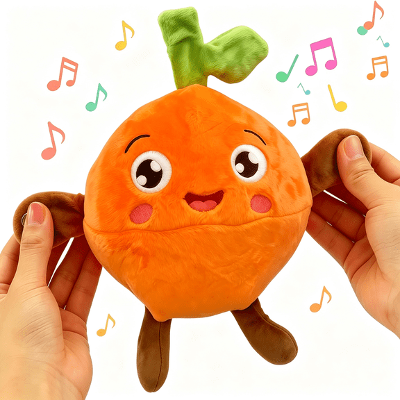 CYFW Soft Plush Musical Sensory Toy-Funny Parent Child Interactive Plush Toy with Sounds,Dual Mode Skin Touch Activated Educational Sound Doll,Fruit Style Gift for Baby Kids Boys Girls All Ages