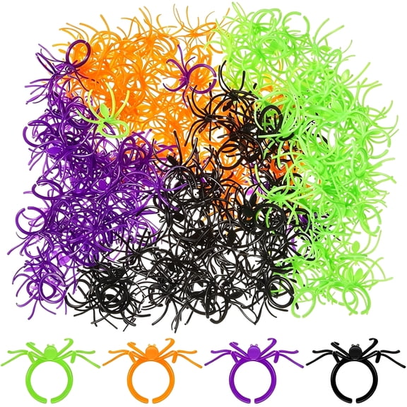 CYFW Spider Style Toy Rings Bulk Party Favors,Plastic Adjustable Spider Style Rings for Goodie Bag Fillers,Cupcake Toppers,Birthday Party Decorations,Fun Spider Rings