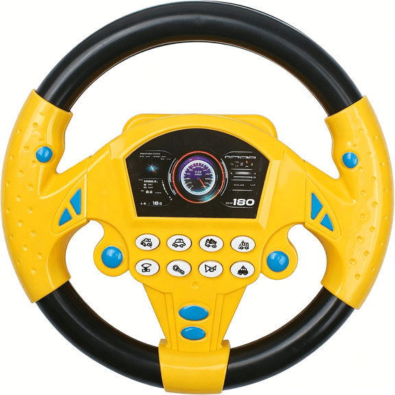 CYFW Steering Wheel Simulated Toy for Kids Babies 3+ Years Old,Small Electronic Simulated Driving Driver Racing Toy with Sound (Yellow)