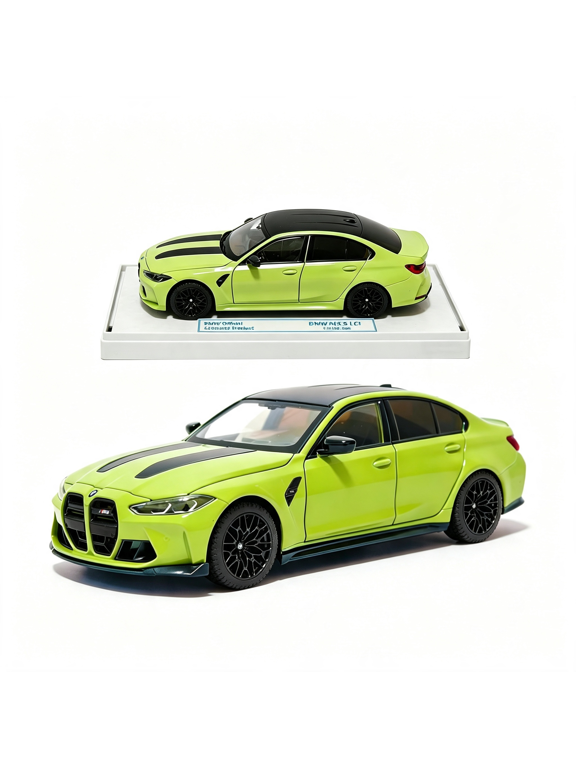 Toy Car 1/24 Bmw M3 Csl Diecast Model Car(Sao Paulo Yellow)| Alloy Material Model Car Pull Back Toy Car with Light&Sound,Collectible Vehicle Birthday Testival Gift for Kids Boys