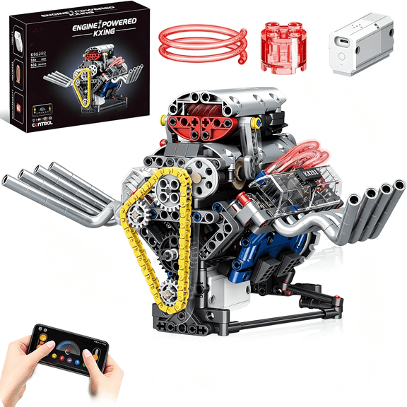 CYFW V8 Car Mechanical Engine Model Building Set for Adults Compatible with 665 Pcs, STEM Educational v8 engine model kit