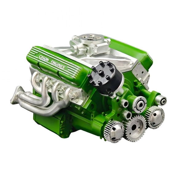CYFW V8 Engine Kit Gasoline OHV Small Block Engine Model 1/6 Scale 4-Stroke 44cc Water Cooled Mini V8 Engine Model Kit STEM Build Your Own Engine Model for Adults Hobbyists Green