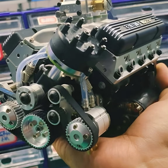 CYFW V8 Small Block Engine Model Kit, Gasoline Powered OHV Build Your Own STEM Toy for Adults, Miniature Automotive Hobby Project and Display Collectible