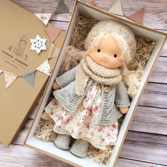 CYFW Waldorf Doll Handmade 100% Organic Cotton Dolls for 2+ Year Old Girls Rag Doll As Birthday Gifts Plush Figure Toys for Christmas Gifts -04