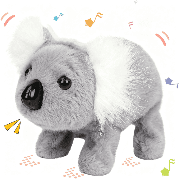 CYFW Walking Koala Interactive Crawling Wild Animal Electronic Plush Toy Animated Gifts for Toddlers Birthday Interactive Crawling Animal Toys, Gray, 8''
