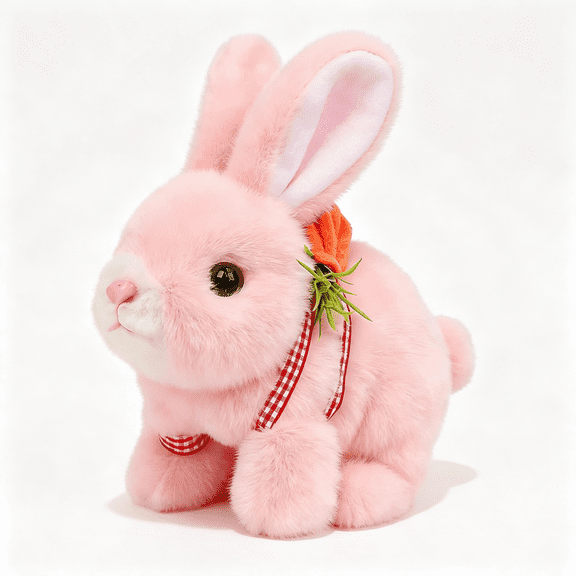 CYFW Walking Pink Rabbit Interactive Electronic Pet Plush Bunny Toy with Sounds Hopping Rabbit Ears Moving Educational Plush Toy Easter Birthday Gifts for Kids Girls,7