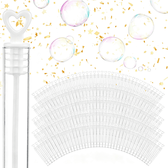 CYFW Wedding Bubbles Bulk-White Heart Top Wands(200 Count)Individual Mini Bubble Wand Favors for Weddings,Celebration Party Favor for Guests-Bubbles for Wedding