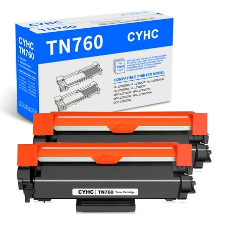 CYHC High Compatibility Toner Cartridge Replacement for TN-730 TN730 TN-760 TN760 for MFC-L2710DW MFC-L2730DW DCP-L2550DW HL-L2350DW HL-L2370DW HL-L2390DW HL-L2395DW Printer (2 Black)