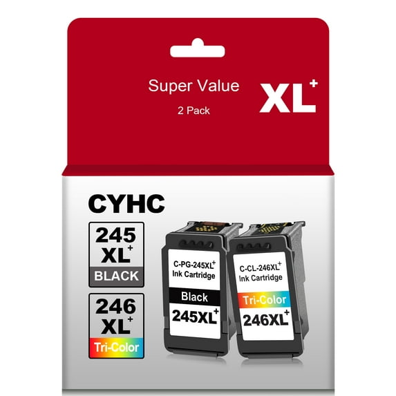 CYHC Higher Yield 245XL 246XL Plus Ink Cartridge for Canon PG-245 XL CL-246 XL Compatible with Canon Pixma MX490 MX492 MG2522 TS3100 TS3122 TS3300 TS3322 TS3320 TR4500 TR4520 TR4522 MG2500 Printer