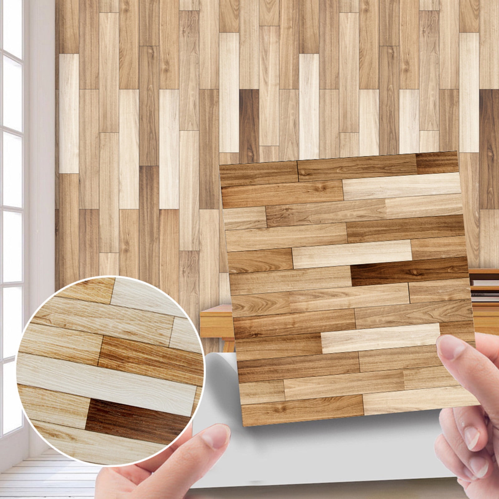 CYIHEYFUImitation Wood Grain Tile Stickers Retro Brick Pattern Floor
