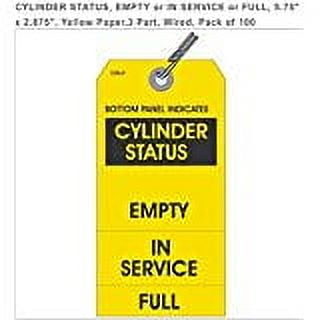 CYLINDER STATUS, EMPTY or IN SERVICE or FULL, 5.75" X 2.875", YELLOW PAPER, 3 PART, WIRED, PACK OF 100