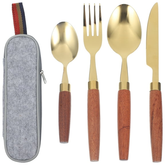 CYLINDSOME 1 Set of Spoon Cutter Fork Camp Flatware Set Portable Reusable Cutlery Set Travel Utensils