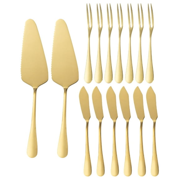 HEMOTON Golden Stainless Steel Cake Server with for Wedding Cakes and Pizza 1 Set