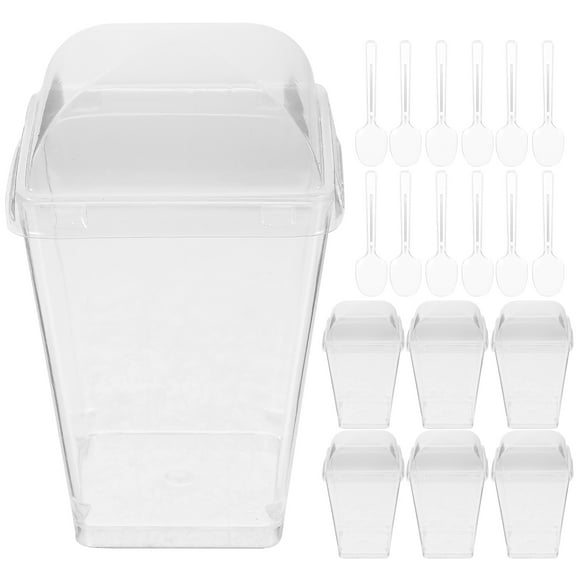 CYLINDSOME 1 set of Dessert Cups Plastic Dessert Cups Appetizer Pudding Cups with Spoons