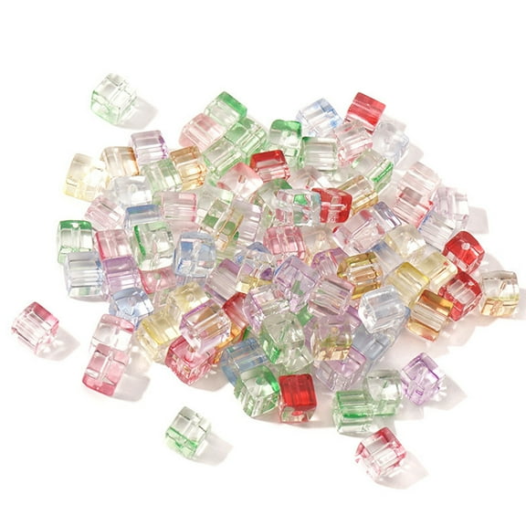 CYLINDSOME 100pcs DIY Jewelry Beads DIY Crafts Cube Glass Beads for Necklace Earrings Bracelet Making Random Color