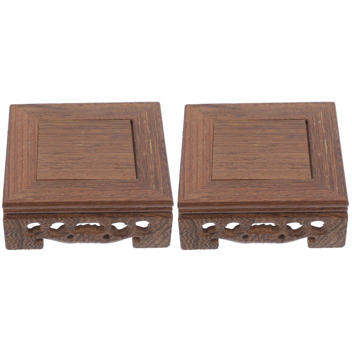 CYLINDSOME 2pcs Wood Carving Display Pedestal Vintage Style Vase ...