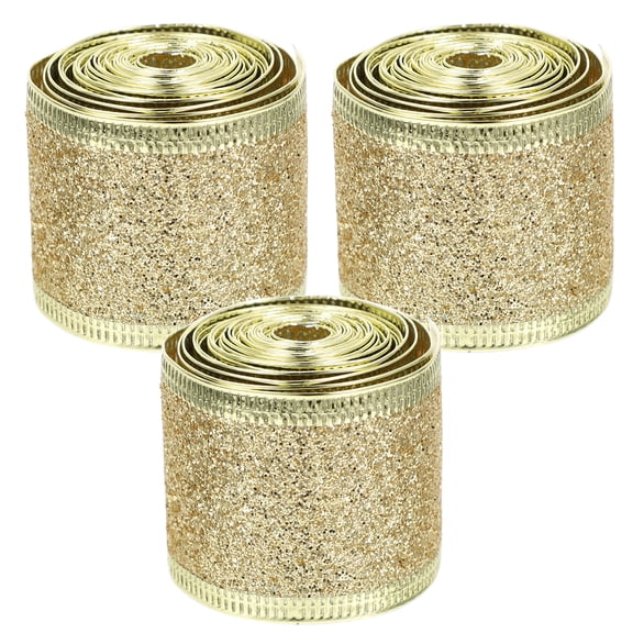 CYLINDSOME 3 Rolls of Decorative Gift Ribbons Glitter Packing Ribbons Exquisite Glitter Ribbons Elegant Packing Ribbons