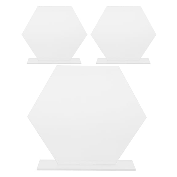 Transparent Acrylic Place Cards for Wedding Table Numbers with Hexagonal Design 3 Sets