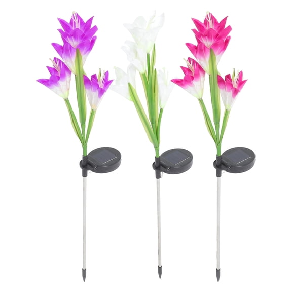 CYLINDSOME 3pcs Solar Powered Light Flower Shaped Light Garden Lights Outdoor Decorative Light