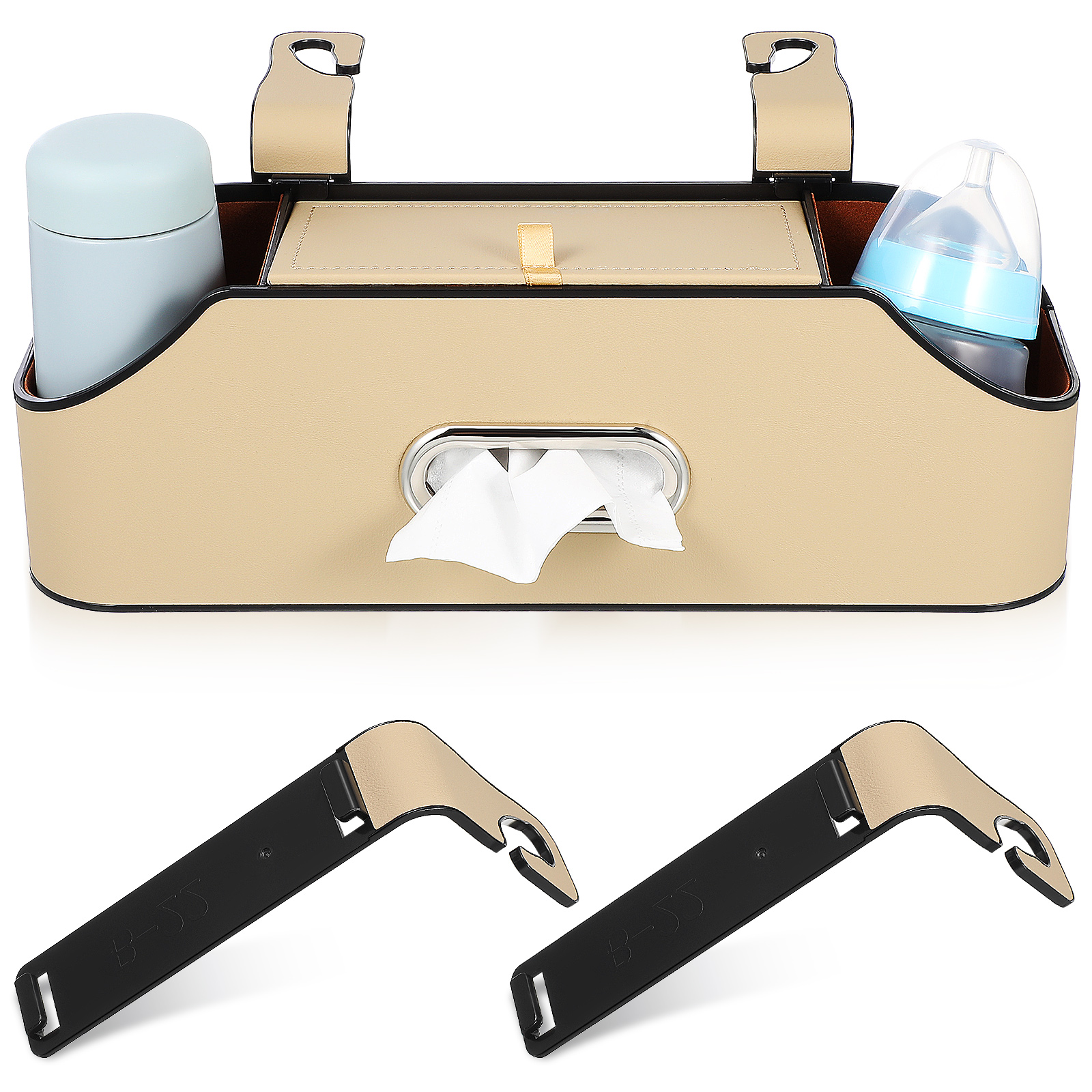 CYLINDSOME Car Tissue Box Headrest Organizer Car Headrest Box Backseat Organizer Cup Holder Car Interior Accessory