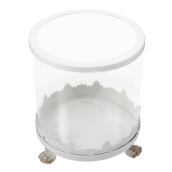 HEMOTON Elegant Glass Cloche with Metal Base for Decoration White Small Glass Dome 3.15x3.94 Inches