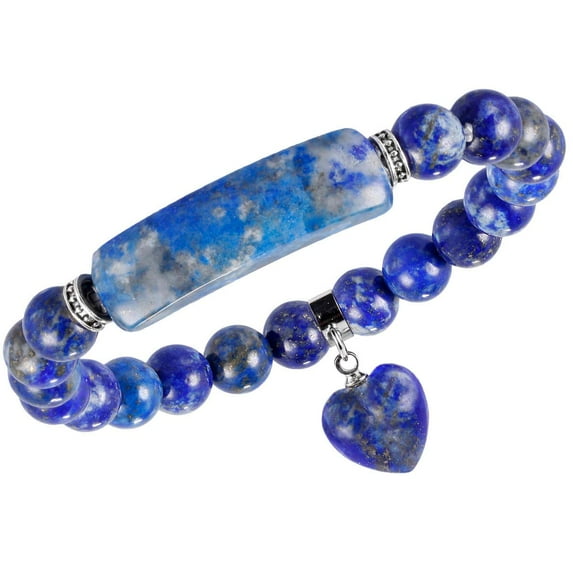 CYLLYKGIFT Healing Stone Bracelet 8mm Beads Chakra Crystal Energy Heart Charm Bracelet Handmade Jewelry for Women, Rock Crystal