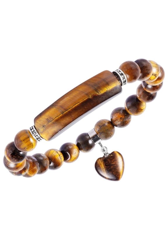 CYLLYKGIFT Healing Stone Bracelet 8mm Beads Chakra Crystal Energy Heart Charm Bracelet Handmade Jewelry for Women, Rock Crystal