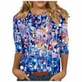 thumbnail image 1 of CYMMPU 3/4 Sleeve Blouses for Women Dressy Casual Fall Fashion Shirts Floral Pattern Crew Neck Spring Tunic Tops Loose Fit Lightweight Basic T-Shirts Multicolor XXXXL, 1 of 5