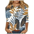 thumbnail image 1 of CYMMPU 3/4 Sleeve Blouses for Women Dressy Casual Fall Trendy Shirts Spring Tops Loose Fit Floral Pattern Crew Neck Tunic Tops Lightweight Basic Tees Multicolor L, 1 of 5