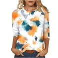 thumbnail image 1 of CYMMPU 3/4 Sleeve Blouses for Women Dressy Casual Spring Tunic Tops Loose Fit Round Neck Floral Printed Fall Trendy Shirts Lightweight Basic Tees Yellow S, 1 of 6