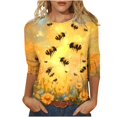 thumbnail image 1 of CYMMPU 3/4 Sleeve Blouses for Women Dressy Casual Tunic Tops Bee Printed Loose Fit Fall Trendy Shirts Crew Neck Spring Tops Lightweight Basic Tees Multicolor XXXXXL, 1 of 5