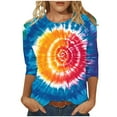 thumbnail image 1 of CYMMPU 3/4 Sleeve Blouses for Women Dressy Casual Fall Trendy Shirts Tunic Tops Tie Dye Loose Fit Crew Neck Spring Tops Ombre T-Shirts L, 1 of 5