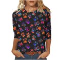 thumbnail image 1 of CYMMPU 3/4 Sleeve Round Neck Blouses for Women Dressy Casual Spring Tops Floral Pattern Fall Trendy Shirts Loose Fit Tunic Tops Lightweight Basic Tees Multicolor XXL, 1 of 5