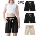 thumbnail image 1 of CYMMPU 3PC Cotton And Linen Shorts for Boys and Girls Sports Jogger Pants Kids Summer Solid Active Short Trunks with Drawstring Casual Elastic Waist Beige,4 Years, 1 of 9