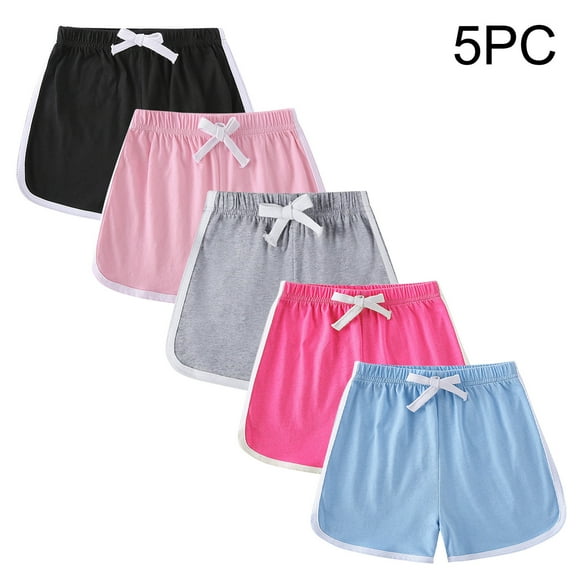 CYMMPU 5PC Summer Beach Boardshorts for Girls Workout Bottom Trunks with Drawstring Lightweight Comfy Lounge Boxer Shorts Multicolor,12 Months