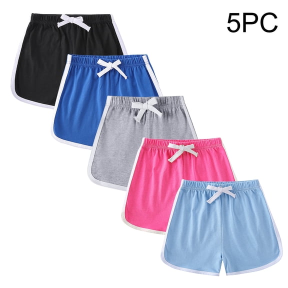 CYMMPU 5PC Summer Beach Boardshorts for Girls Workout Bottom Trunks with Drawstring Lightweight Comfy Lounge Boxer Shorts Multicolor,2 Years