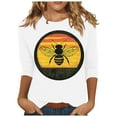 thumbnail image 1 of CYMMPU Bee Graphic 3/4 Sleeve Crew Neck Loose Fit Blouses for Women Dressy Casual Summer Trendy Shirts Spring Tops T-Shirts Lightweight Basic Tees White XXXXXL, 1 of 5