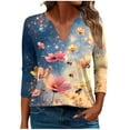 thumbnail image 1 of CYMMPU Bee Graphic 3/4 Sleeve Spring Tops Blouses for Women Dressy Casual Fall Trendy Shirts Tunic Tops V Neck Loose Fit Business Elegant Work Tops T-Shirts XXXXXL, 1 of 5