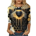 thumbnail image 1 of CYMMPU Bee Pattern 3/4 Sleeve Tunic Tops Round Neck Spring Tops Blouses for Women Dressy Casual Fall Trendy Shirts Loose Fit Lightweight Basic Tees Yellow L, 1 of 5