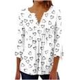 thumbnail image 1 of CYMMPU Blouses for Women Dressy Casual Button V Neck Flare Sleeve Loose Fit 3/4 Sleeve Flower Pattern Tunic Tops Fall Trendy Shirts Spring Tops Empire Waist A Line T-Shirts Multicolor S, 1 of 5