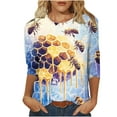 thumbnail image 1 of CYMMPU Blouses for Women Dressy Casual Crew Neck Bee Printed Tunic Tops Fall Trendy Shirts Loose Fit 3/4 Sleeve Spring Tops Lightweight Basic Tees Yellow XXXL, 1 of 5