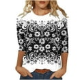 thumbnail image 1 of CYMMPU Blouses for Women Dressy Casual Crew Neck Floral Printed Summer Fashion Shirts Spring Tops T-Shirts Loose Fit 3/4 Sleeve Lightweight Basic T-Shirts Multicolor XXXL, 1 of 5