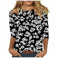 thumbnail image 1 of CYMMPU Blouses for Women Dressy Casual Crew Neck Tunic Tops Floral Pattern 3/4 Sleeve Fall Trendy Shirts Spring Tops Loose Fit Lightweight Basic Tees Multicolor M, 1 of 5