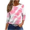 thumbnail image 1 of CYMMPU Blouses for Women Dressy Casual Crew Neck Tunic Tops Spring Tops Summer Trendy Shirts 3/4 Sleeve Loose Fit Flower Pattern Lightweight Basic Tees Pink XXXXXL, 1 of 4