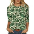 thumbnail image 1 of CYMMPU Blouses for Women Dressy Casual Round Neck Floral Printed 3/4 Sleeve Fall Trendy Shirts Spring Tunic Tops Loose Fit Lightweight Basic Tees Multicolor XL, 1 of 5