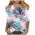 thumbnail image 1 of CYMMPU Blouses for Women Dressy Casual Round Neck Spring Tunic Tops 3/4 Sleeve Fall Fashion Shirts Flower Pattern Loose Fit Lightweight Basic T-Shirts Multicolor S, 1 of 5